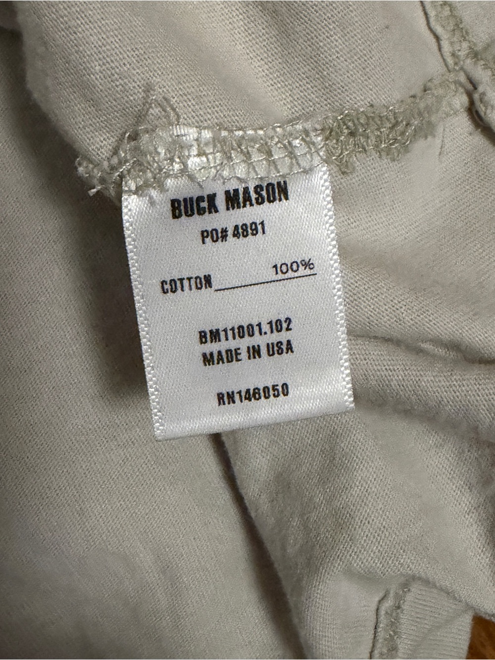Buck Mason Men’s Small Short Sleeve Pima Classic Crewneck Tee in Oyster - Picture 5 of 7